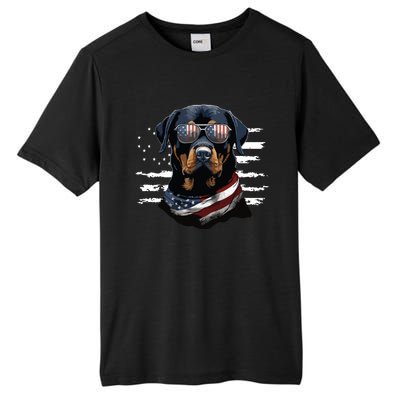 Rottweiler Dog Dad Dog Mom USA Flag 4th Of July Tall Fusion ChromaSoft Performance T-Shirt