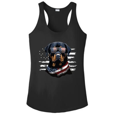 Rottweiler Dog Dad Dog Mom USA Flag 4th Of July Ladies PosiCharge Competitor Racerback Tank