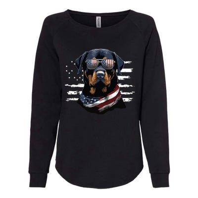 Rottweiler Dog Dad Dog Mom USA Flag 4th Of July Womens California Wash Sweatshirt