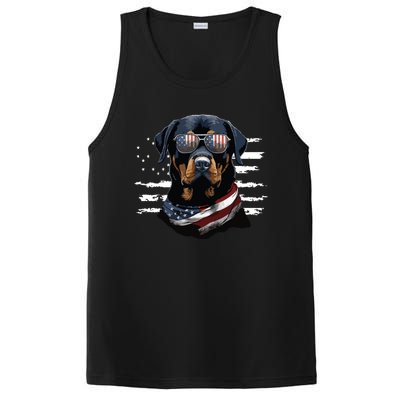 Rottweiler Dog Dad Dog Mom USA Flag 4th Of July PosiCharge Competitor Tank