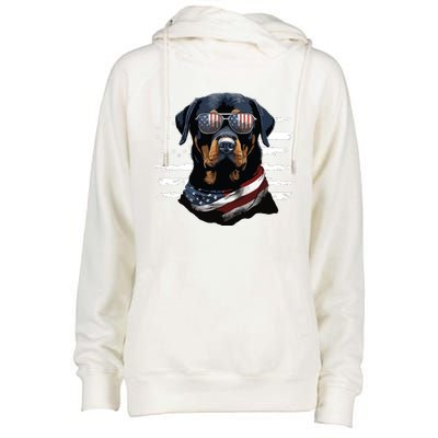 Rottweiler Dog Dad Dog Mom USA Flag 4th Of July Womens Funnel Neck Pullover Hood