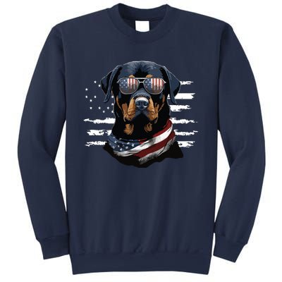 Rottweiler Dog Dad Dog Mom USA Flag 4th Of July Sweatshirt