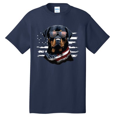 Rottweiler Dog Dad Dog Mom USA Flag 4th Of July Tall T-Shirt