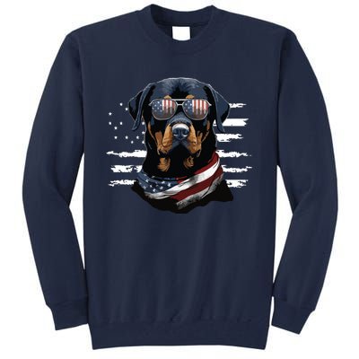 Rottweiler Dog Dad Dog Mom USA Flag 4th Of July Tall Sweatshirt