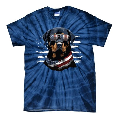 Rottweiler Dog Dad Dog Mom USA Flag 4th Of July Tie-Dye T-Shirt