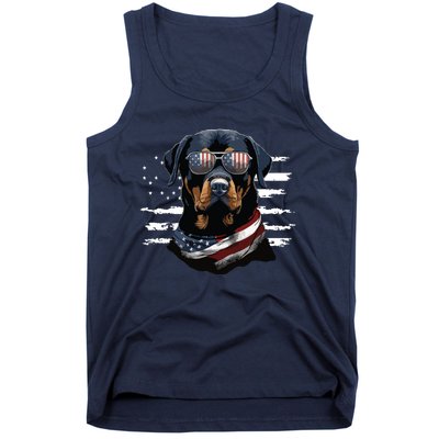 Rottweiler Dog Dad Dog Mom USA Flag 4th Of July Tank Top