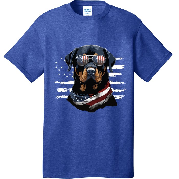 Rottweiler Dog Dad Dog Mom USA Flag 4th Of July T-Shirt