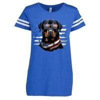 Rottweiler Dog Dad Dog Mom USA Flag 4th Of July Enza Ladies Jersey Football T-Shirt