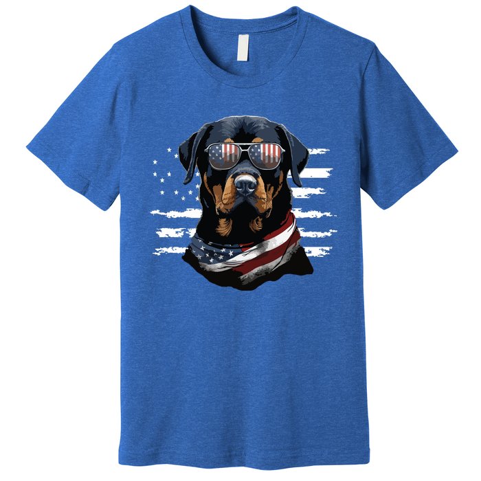 Rottweiler Dog Dad Dog Mom USA Flag 4th Of July Premium T-Shirt