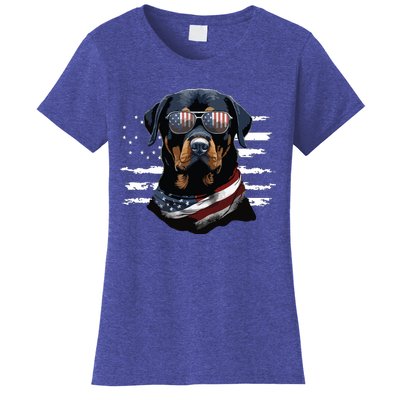 Rottweiler Dog Dad Dog Mom USA Flag 4th Of July Women's T-Shirt