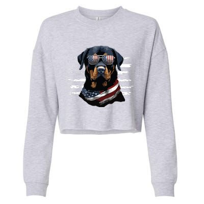 Rottweiler Dog Dad Dog Mom USA Flag 4th Of July Cropped Pullover Crew