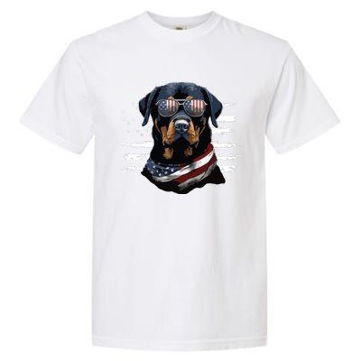 Rottweiler Dog Dad Dog Mom USA Flag 4th Of July Garment-Dyed Heavyweight T-Shirt