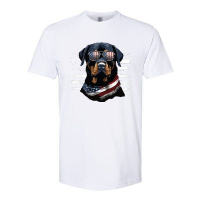 Rottweiler Dog Dad Dog Mom USA Flag 4th Of July Softstyle® CVC T-Shirt