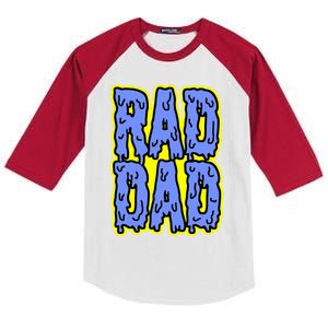 Rad Dad Drip Goo Font Gift Kids Colorblock Raglan Jersey