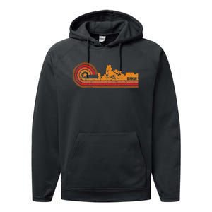 Retro Durham Durham Nc Skyline Performance Fleece Hoodie