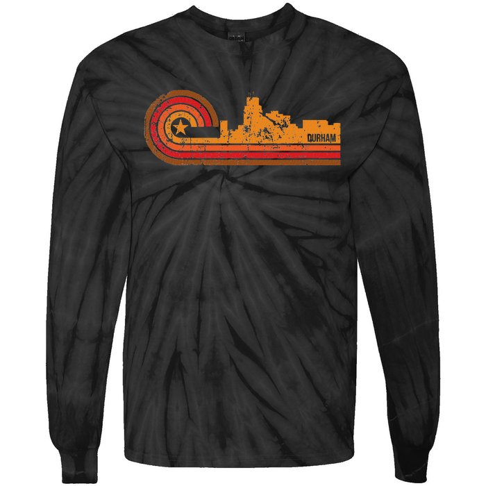 Retro Durham Durham Nc Skyline Tie-Dye Long Sleeve Shirt