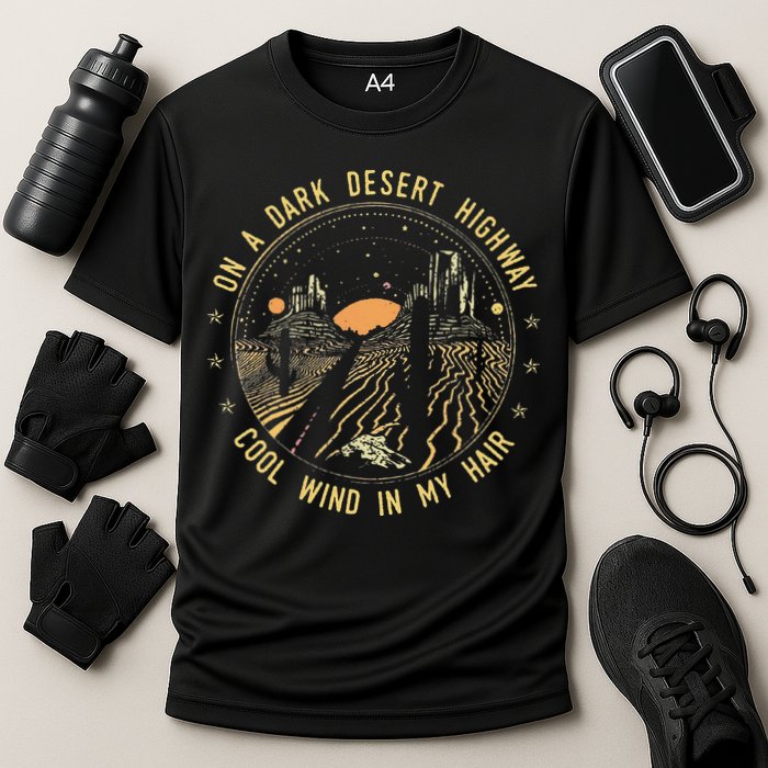 Retro Dark Desert Highway Adventure Camping Performance Shirt