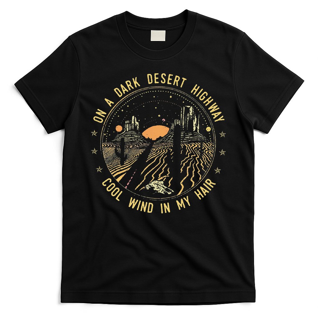 Retro Dark Desert Highway Adventure Camping T-Shirt