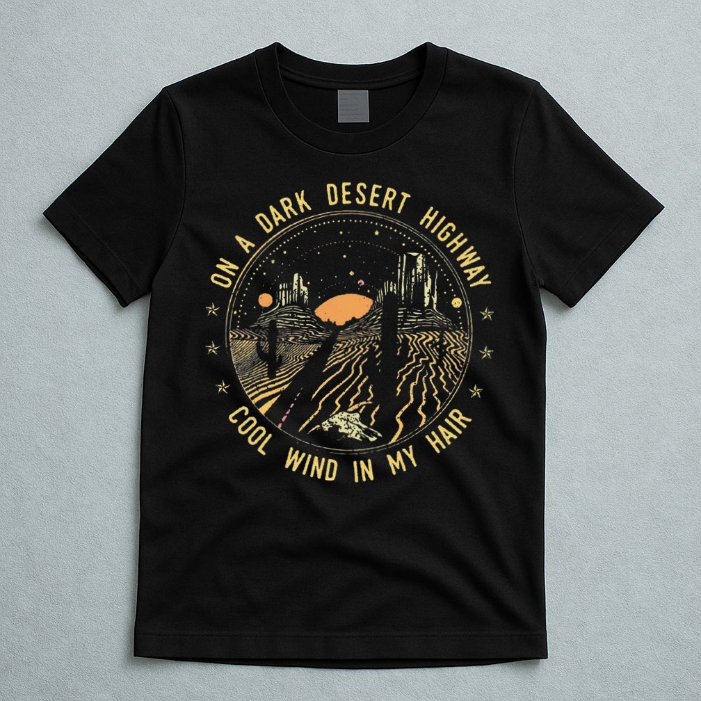 Retro Dark Desert Highway Adventure Camping T-Shirt