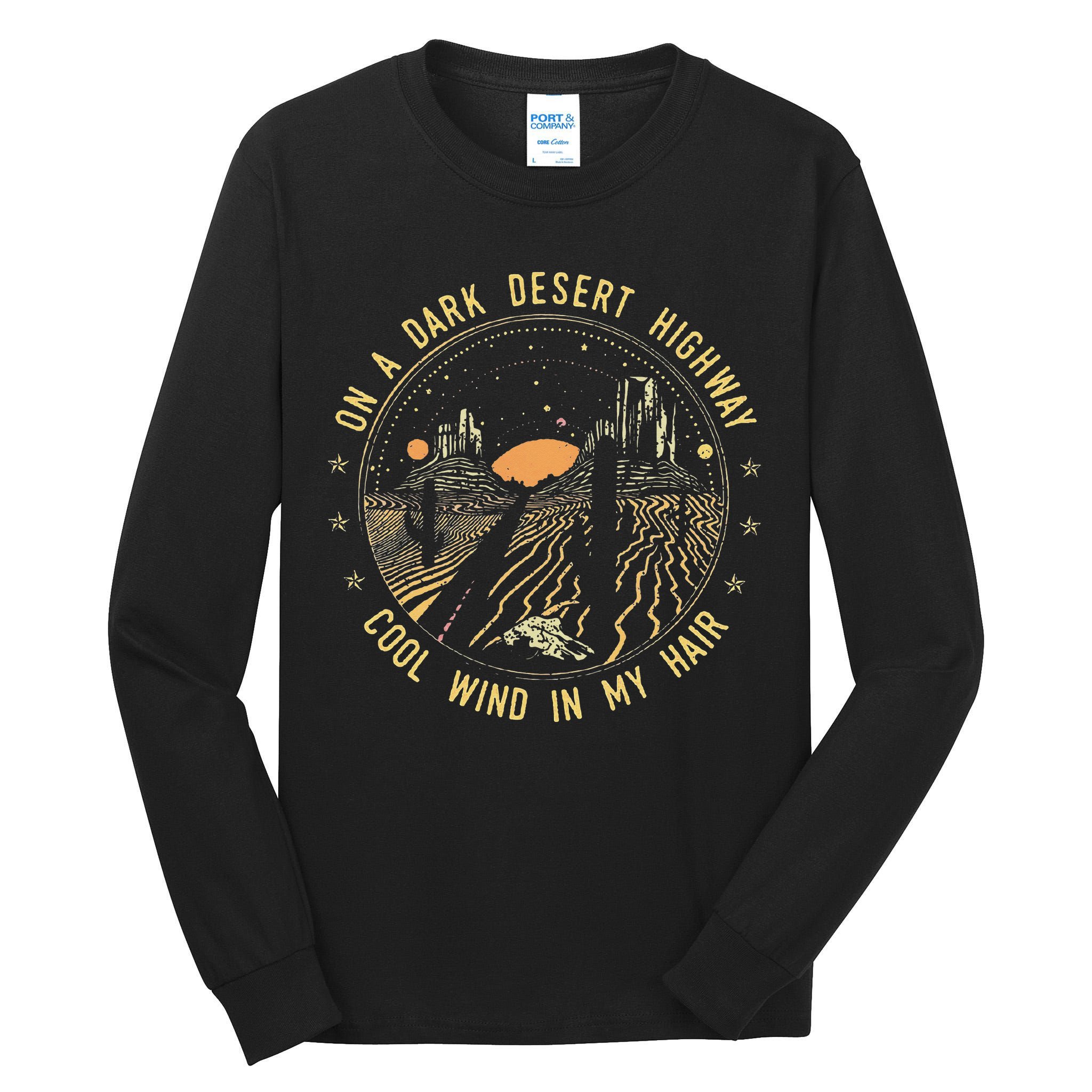 Retro Dark Desert Highway Adventure Camping Tall Long Sleeve T-Shirt