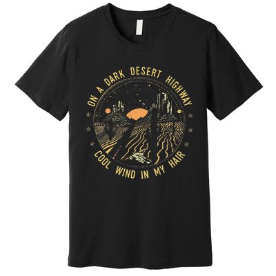 Retro Dark Desert Highway Adventure Camping Premium T-Shirt