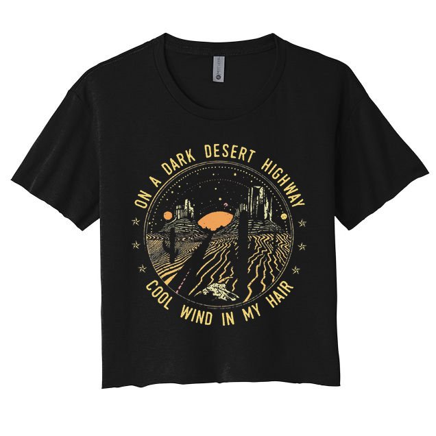 Retro Dark Desert Highway Adventure Camping Crop Top