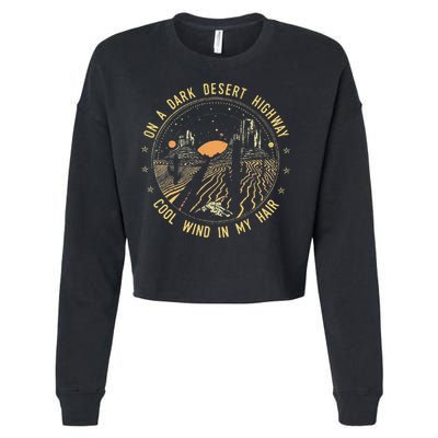 Retro Dark Desert Highway Adventure Camping Cropped Pullover Crew