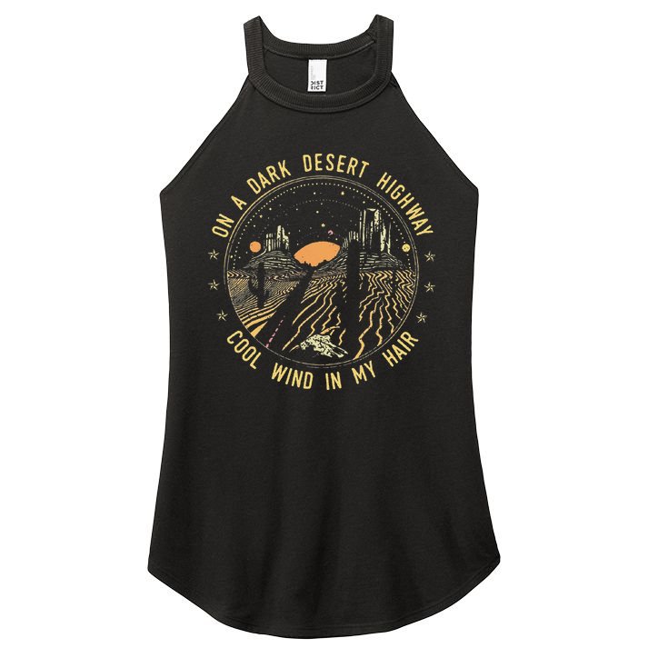 Retro Dark Desert Highway Adventure Camping Women's Perfect Tri Rocker Tank