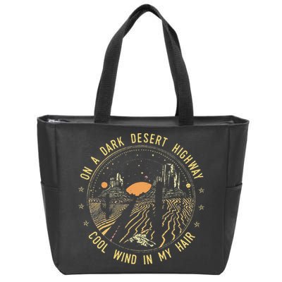 Retro Dark Desert Highway Adventure Camping Zip Tote Bag