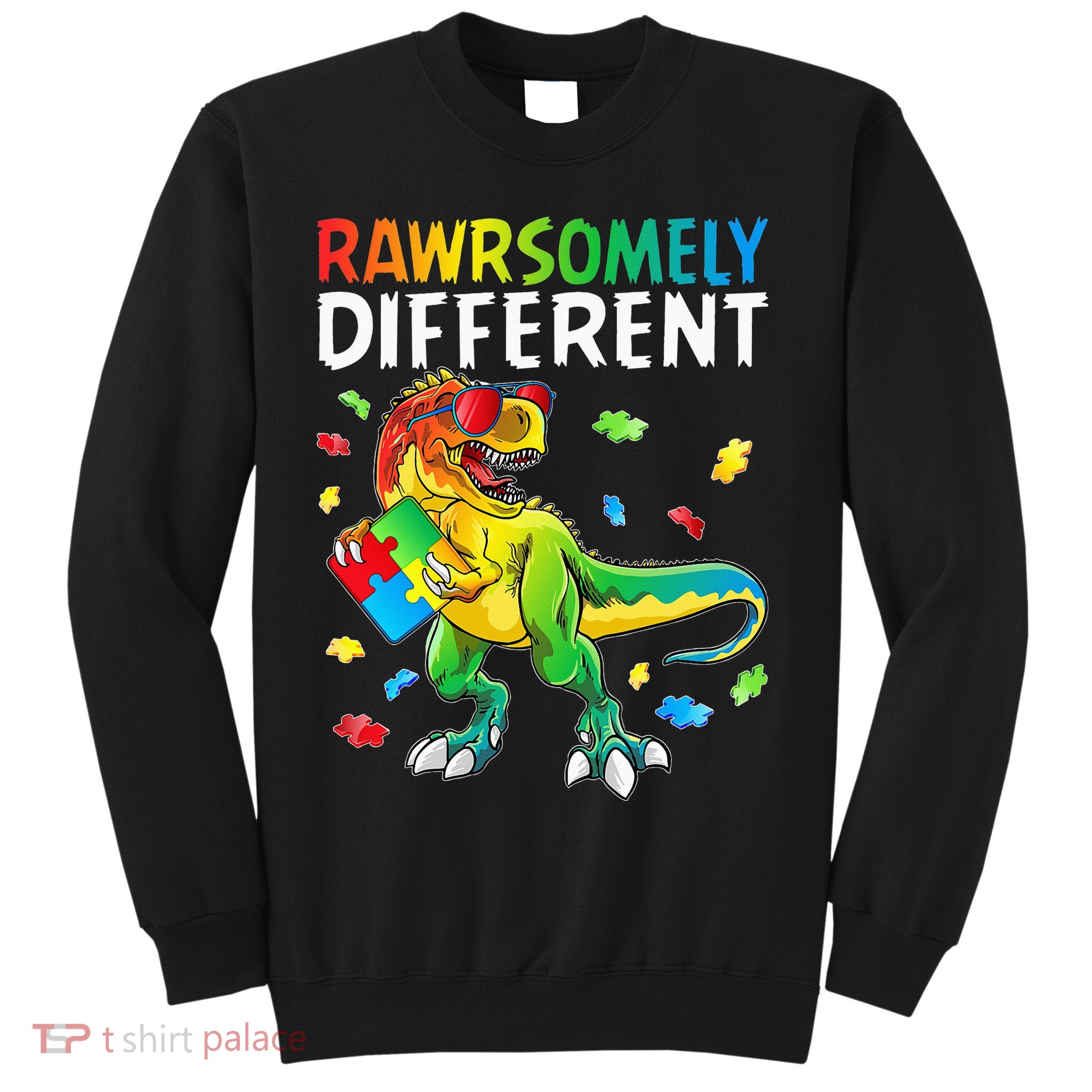 Rawrsomely Different Dinosaur Autism Puzzle Sweatshirt
