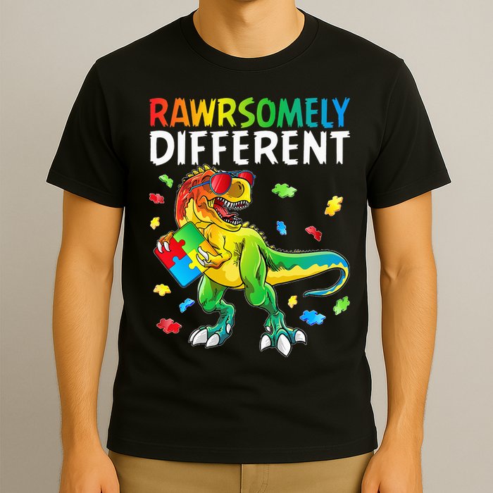 Rawrsomely Different Dinosaur Autism Puzzle T-Shirt