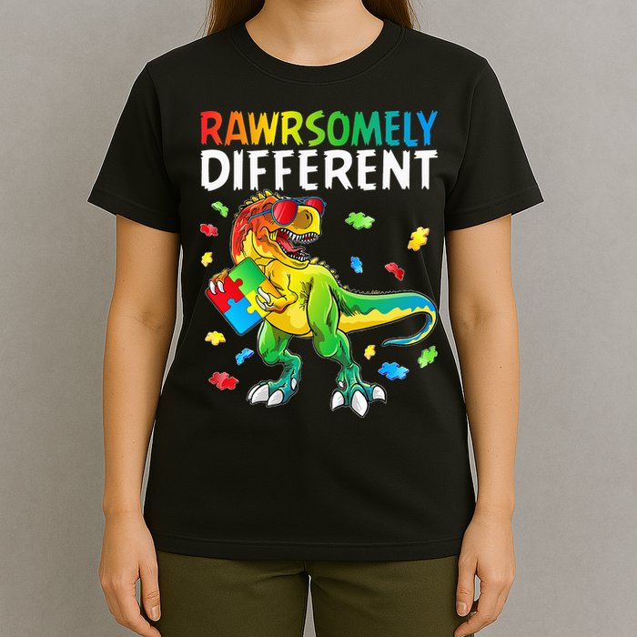 Rawrsomely Different Dinosaur Autism Puzzle T-Shirt
