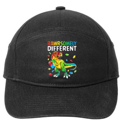 Rawrsomely Different Dinosaur Autism Puzzle 7-Panel Snapback Hat