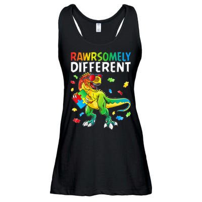 Rawrsomely Different Dinosaur Autism Puzzle Ladies Essential Flowy Tank
