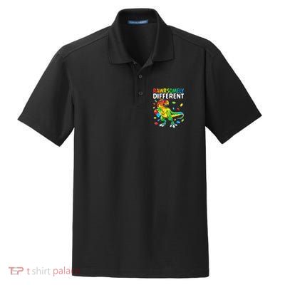 Rawrsomely Different Dinosaur Autism Puzzle Dry Zone Grid Polo