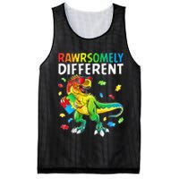 Rawrsomely Different Dinosaur Autism Puzzle Mesh Reversible Basketball Jersey Tank