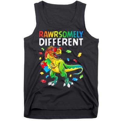 Rawrsomely Different Dinosaur Autism Puzzle Tank Top