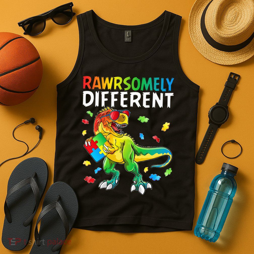 Rawrsomely Different Dinosaur Autism Puzzle Tank Top