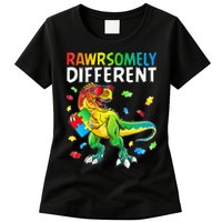 Rawrsomely Different Dinosaur Autism Puzzle Womens T-Shirt