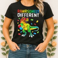Rawrsomely Different Dinosaur Autism Puzzle Womens T-Shirt