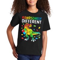 Rawrsomely Different Dinosaur Autism Puzzle Kids T-Shirt
