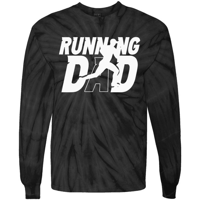 Running Dad Daddy Father Jogging Papa Father's Day Tie-Dye Long Sleeve Shirt