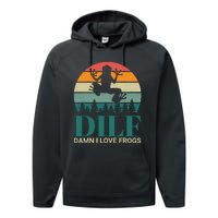 Retro Dilf Damn I Love Frogs Performance Fleece Hoodie