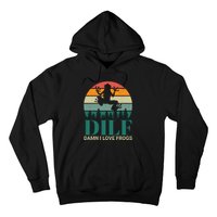 Retro Dilf Damn I Love Frogs Hoodie