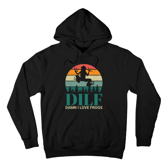 Retro Dilf Damn I Love Frogs Hoodie