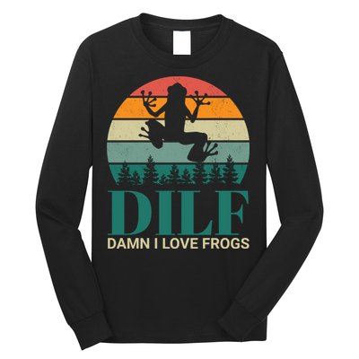 Retro Dilf Damn I Love Frogs Long Sleeve Shirt