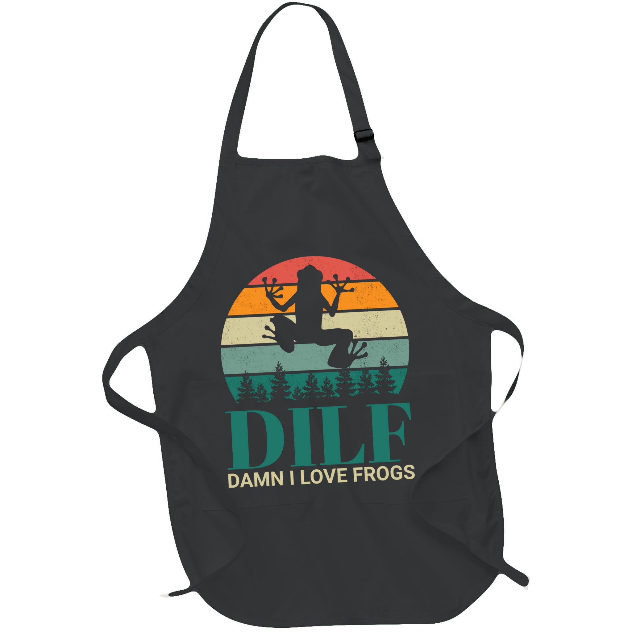 Retro Dilf Damn I Love Frogs Apron
