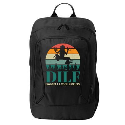 Retro Dilf Damn I Love Frogs City Backpack