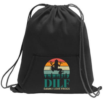 Retro Dilf Damn I Love Frogs Sweatshirt Cinch Pack Bag