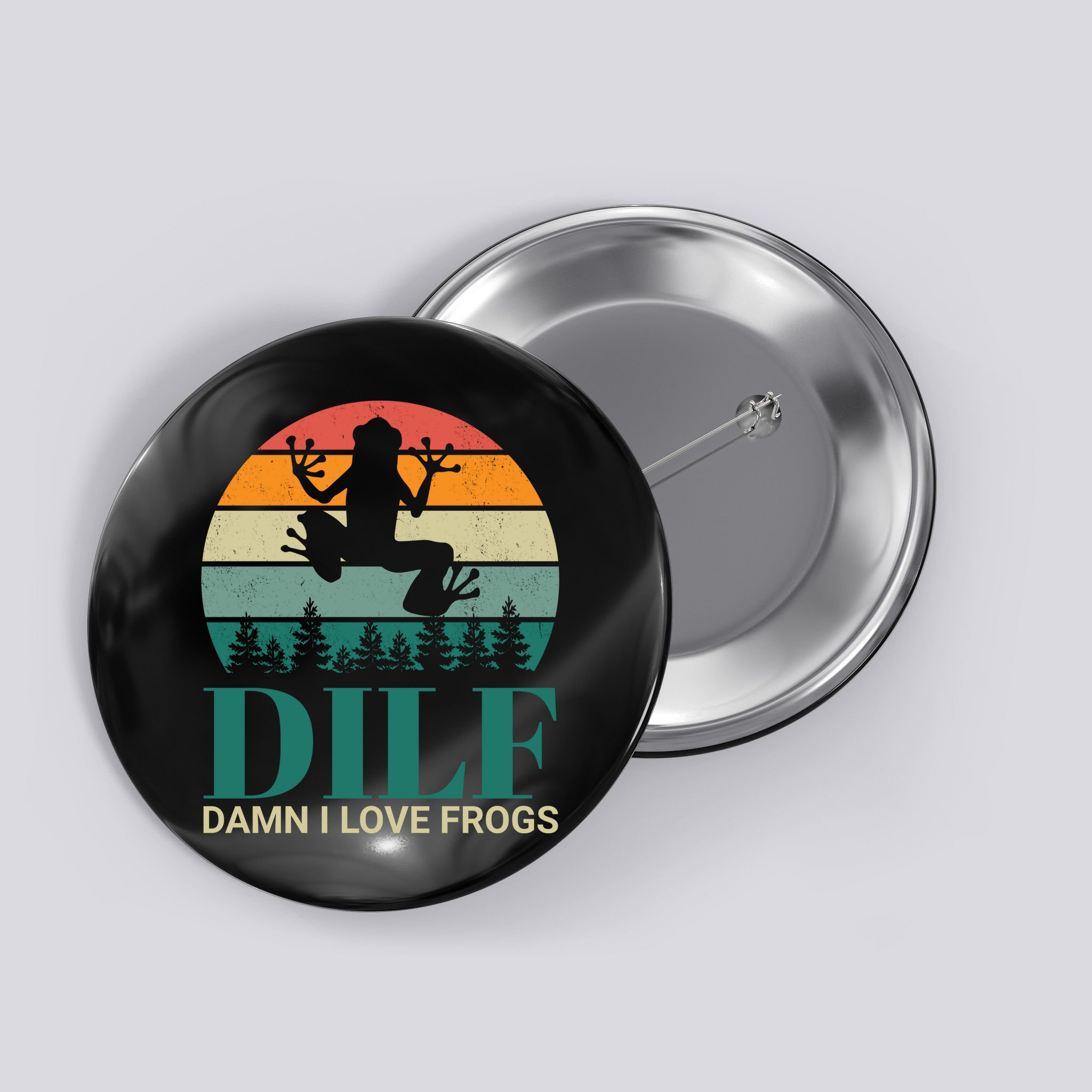 Retro Dilf Damn I Love Frogs Button